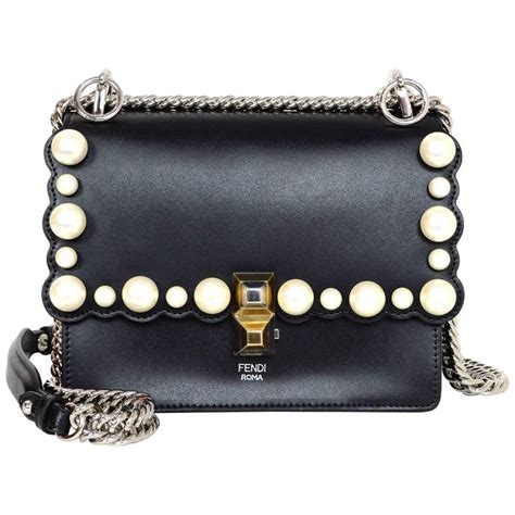 fendi kan i small pearly-studded leather shoulder bag|fendi monogram shoulder bag.